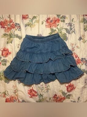 Y2K Tiered Ruffle Denim Mini
Skirt - Blue